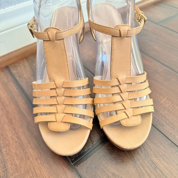 Beautiful Franco Sarto Leather Martin Strappy Sandal Heels - Picture 4 of 12